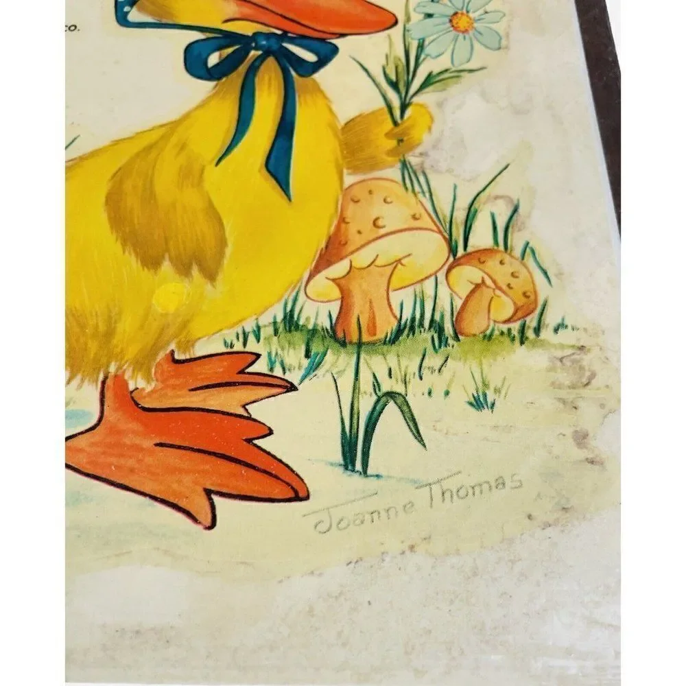NOS Vintage 1976 Meyercord Decal Joanne Thomas Duck in Bonnet Mushrooms Kawaii